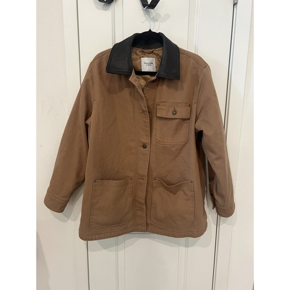 Abercrombie & Fitch Jackets & Blazers - Abercrombie & Fitch Barn Jacket Size Large 90s Brown Canvas Chore Coat Collar
